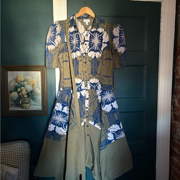 Making The Cut Gary Self Tie Dress Faded Army Royal Blue NWT - Picture 3 of 7